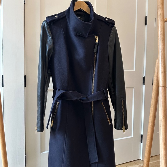Mackage Dale belted Navy wool trench - Picture 2 of 10
